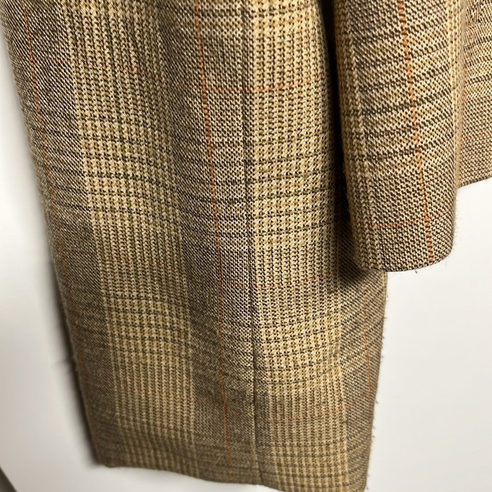 Jones Wear Petite 12P Plaid Stretch Blazer Tan Brown Career Jacket Lined - Picture 9 of 11